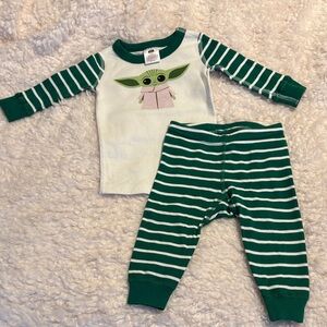 Hanna Andersson Striped Baby Yoda Pajama Set 6-12M